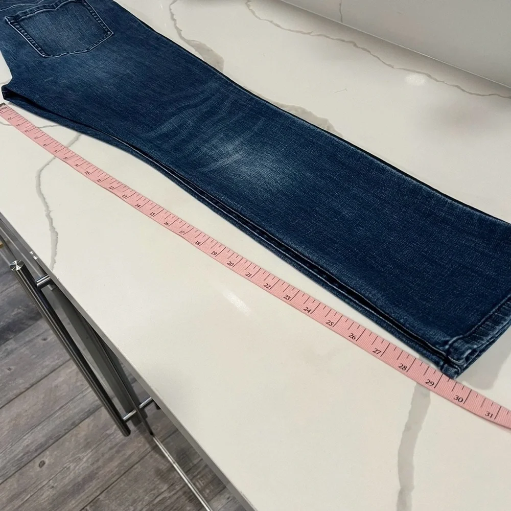 CAbi Womens Jeans Tuxedo High Rise Straight Leg Stretch Denim Blue Size 6-FLAWED
